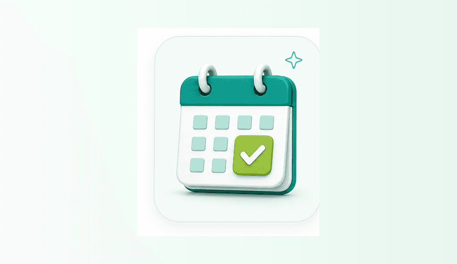 3D calendar with a checked booking date